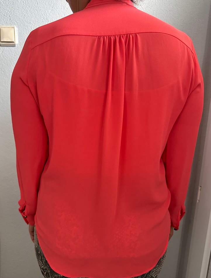 Kadın Kırmızı Uzun Kollu Fularlı Gömlek - Görsel 2