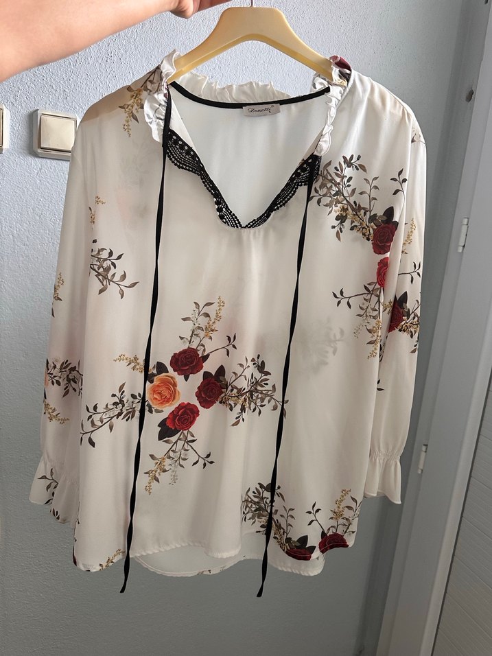 Dantel Detaylı Bohem V Yaka Beyaz Bluz - Görsel 2