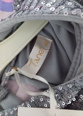 Gri Uzun Kollu Drapeli Abiye Elbise - Görsel 5