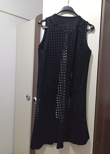 Kadın Siyah Uzun Kesim Kolsuz Gotik Yelek - Görsel 2