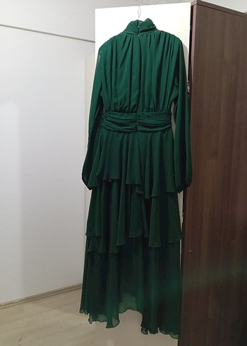 Kadın Yeşil Uzun Drapeli Elbise - Görsel 2