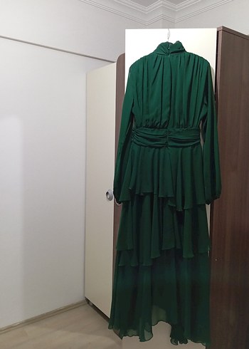 Kadın Yeşil Uzun Drapeli Elbise - Görsel 3