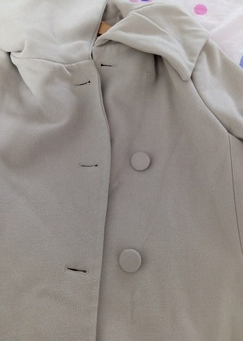 Bej Düğmeli Uzun Kadın Kaban - Görsel 3