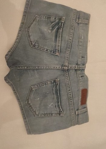 Kadın Gri Mini Bol Kesim Denim Şort - Görsel 2