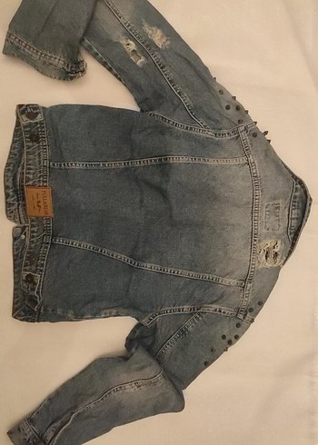 Düğmeli Gri kot Ceket - Görsel 2