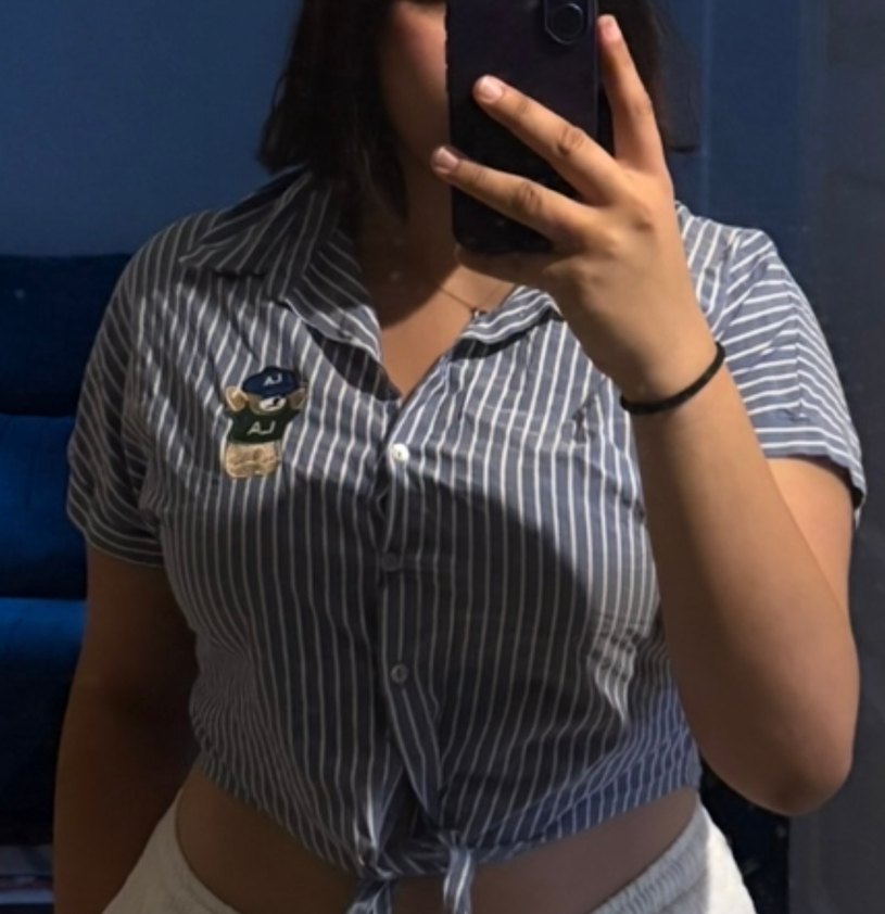 Çizgili Beli Bağlamalı Kadın Gömlek - Görsel 2