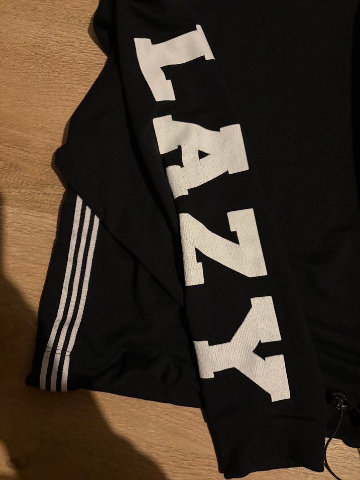 Siyah Oversize Kadın Sweatshirt (beli ayarlanabilir) - Görsel 3