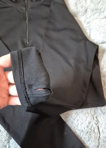 Yarım Fermuarlı Siyah Sporcu Kadın Crop - Görsel 2