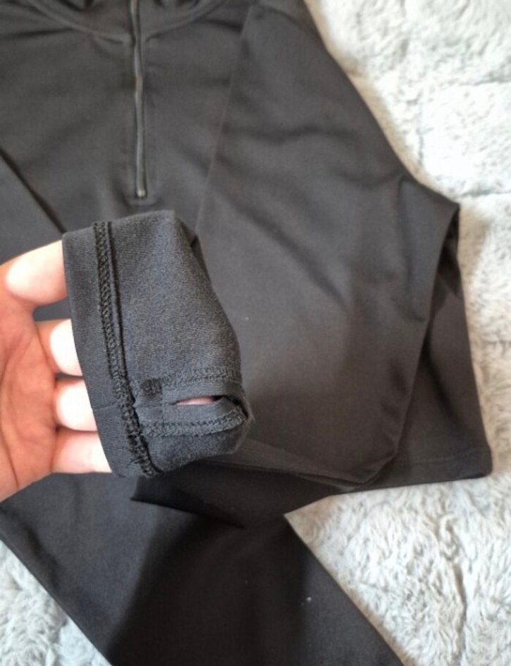 Yarım Fermuarlı Siyah Sporcu Kadın Crop - Görsel 2