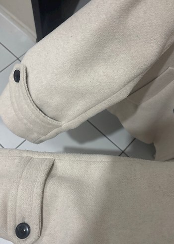 xs Beden beyaz Renk Bej Çift Düğmeli Kaban