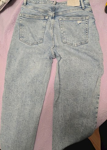 Düğmeli Gri Mavi Tie-Dye Salaş Kot Pantolon - Görsel 6