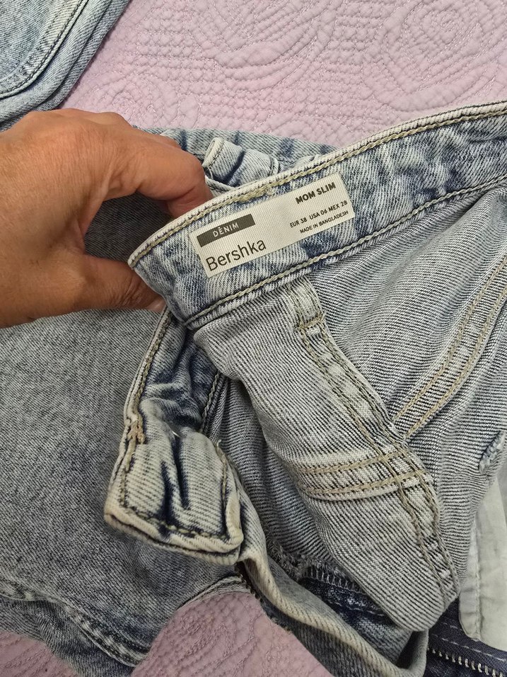 Düğmeli Gri Mavi Tie-Dye Salaş Kot Pantolon - Görsel 4