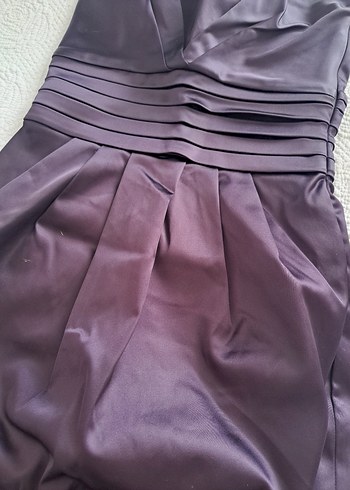 Mor Drapeli Straplez Midi Elbise - Görsel 2