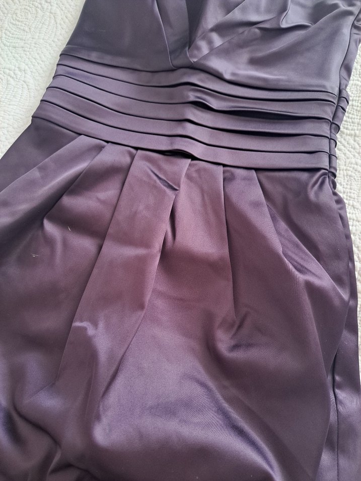 Mor Drapeli Straplez Midi Elbise - Görsel 2