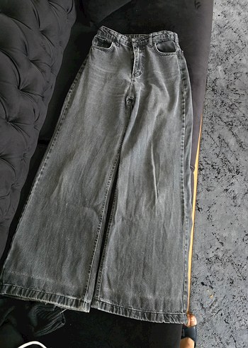 Gri Bol Kesim Kadın Midi Kot Pantolon - Görsel 3