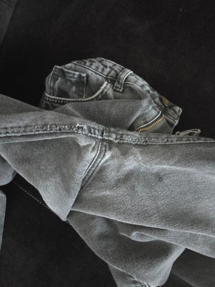 Gri Bol Kesim Kadın Midi Kot Pantolon - Görsel 5