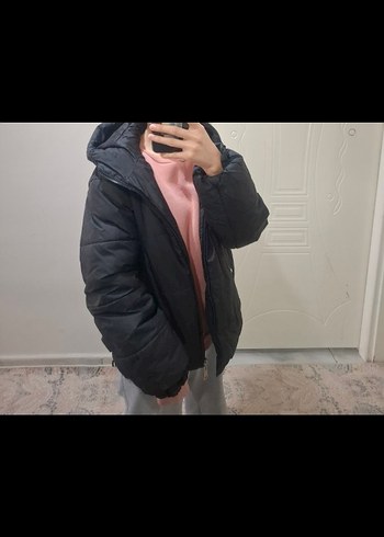 Siyah Kadın Midi Kışlık Fermuarlı Ceket - Görsel 4