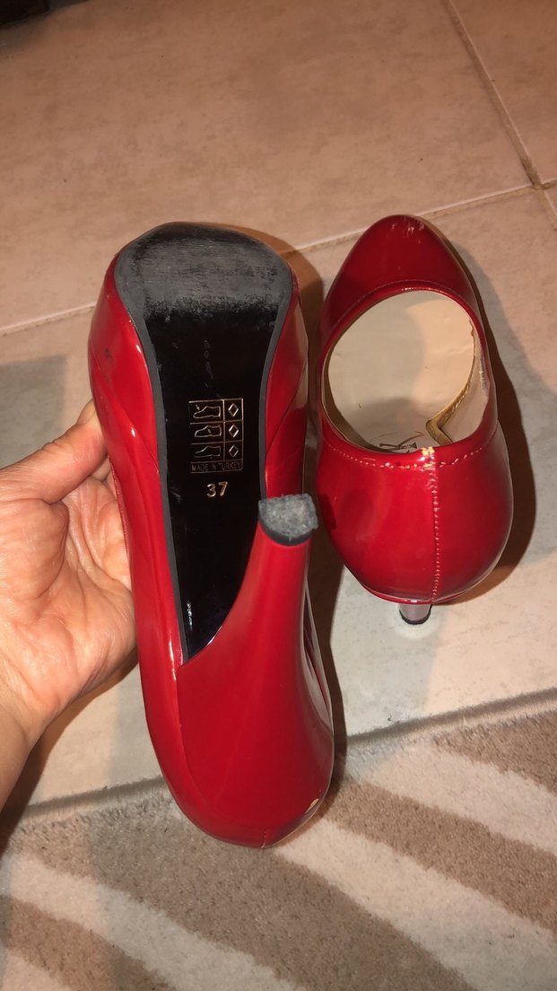 Parlak Kırmızı Platform Topuklu Stiletto - Görsel 4