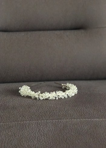 Boncuk Detaylı Beyaz Örgü Saç Aksesuarı - Görsel 2