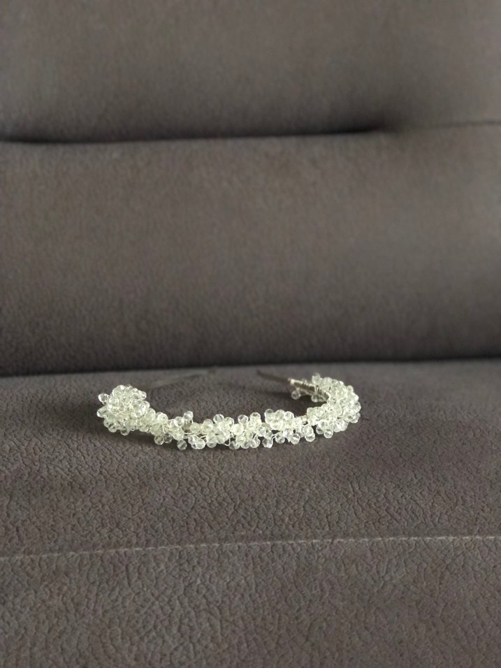 Boncuk Detaylı Beyaz Örgü Saç Aksesuarı - Görsel 2