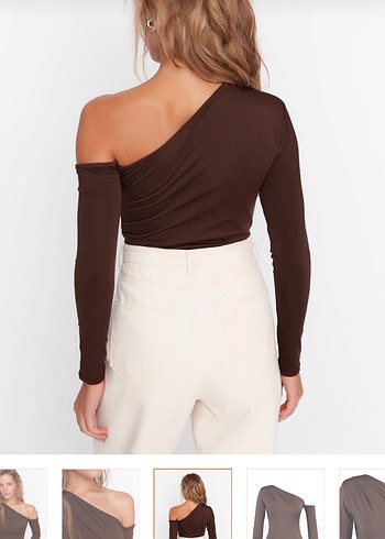 Kahverengi Tek Omuz Bluz - Görsel 2