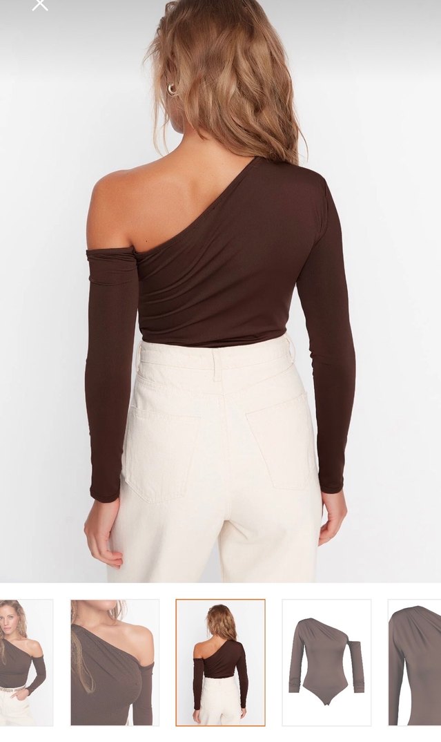 Kahverengi Tek Omuz Bluz - Görsel 2