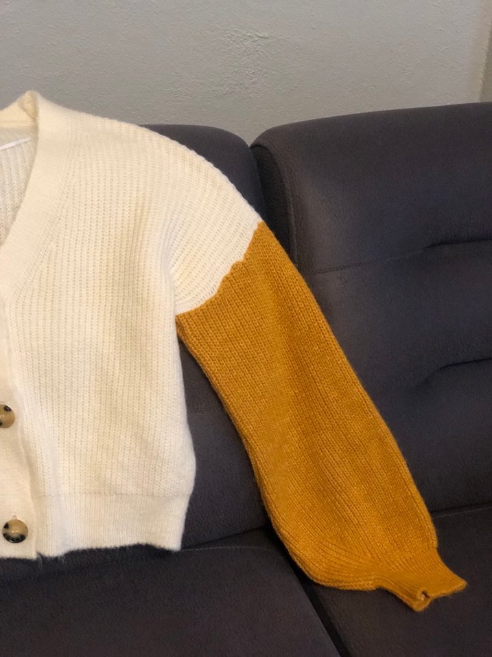 Renk Bloklu Örgü Kadın Hırka - Görsel 4