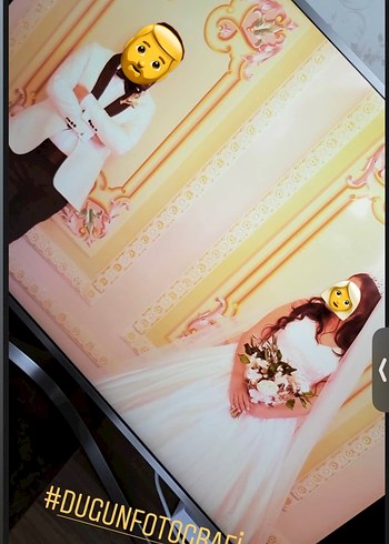 Beyaz Straplez Prenses Gelinlik - Görsel 2