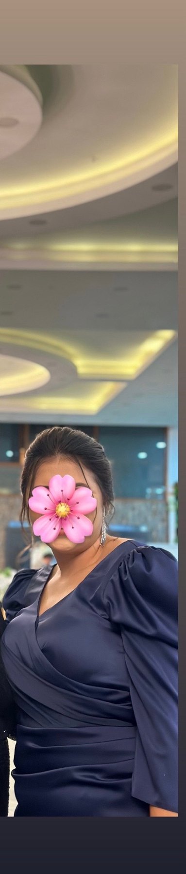 Parlak Lacivert V Yaka Uzun Drapeli Elbise - Görsel 5