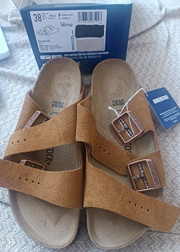 Birkenstock ORİJİNAL Taba Süet Tokalı Terlik