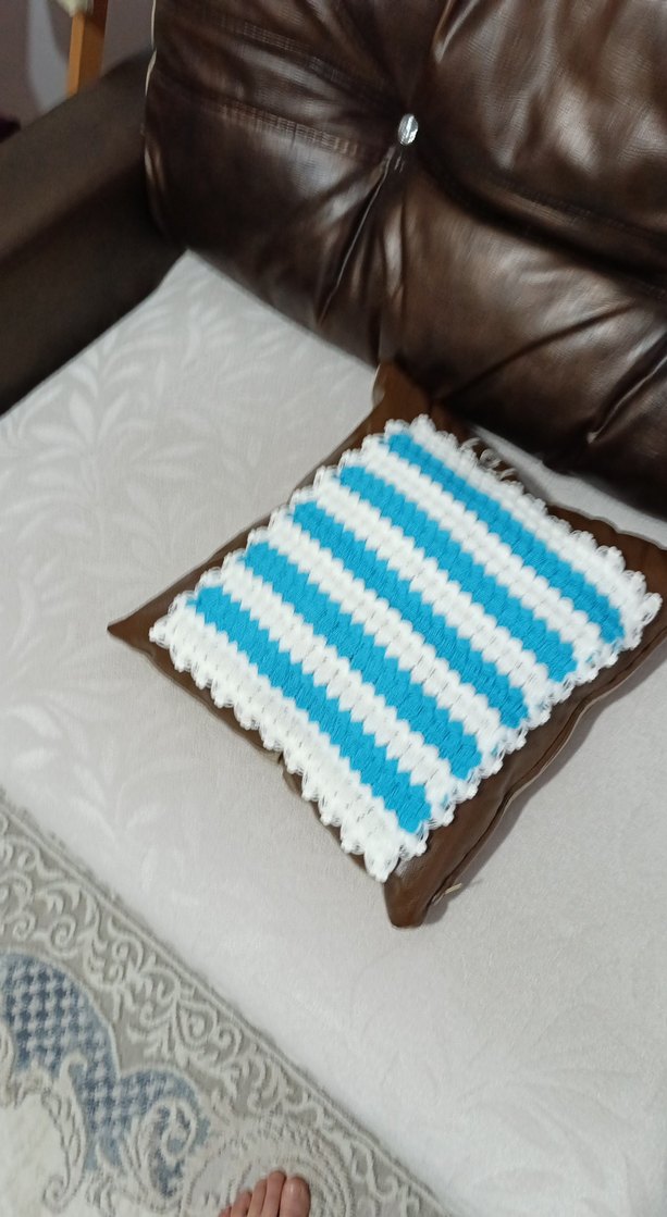 Mavi Beyaz Çizgili Banyo lifi - Görsel 4