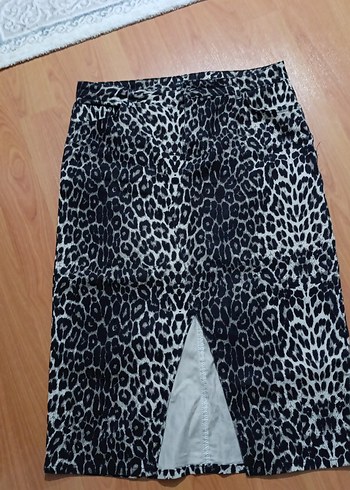 Uzun leopar Desenli Dar Kesim  Etek - Görsel 7