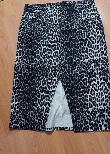 Uzun leopar Desenli Dar Kesim  Etek - Görsel 2