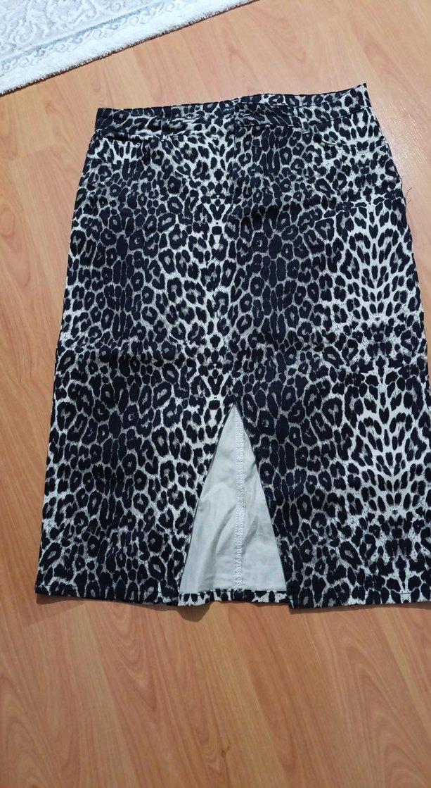 Uzun leopar Desenli Dar Kesim  Etek - Görsel 2