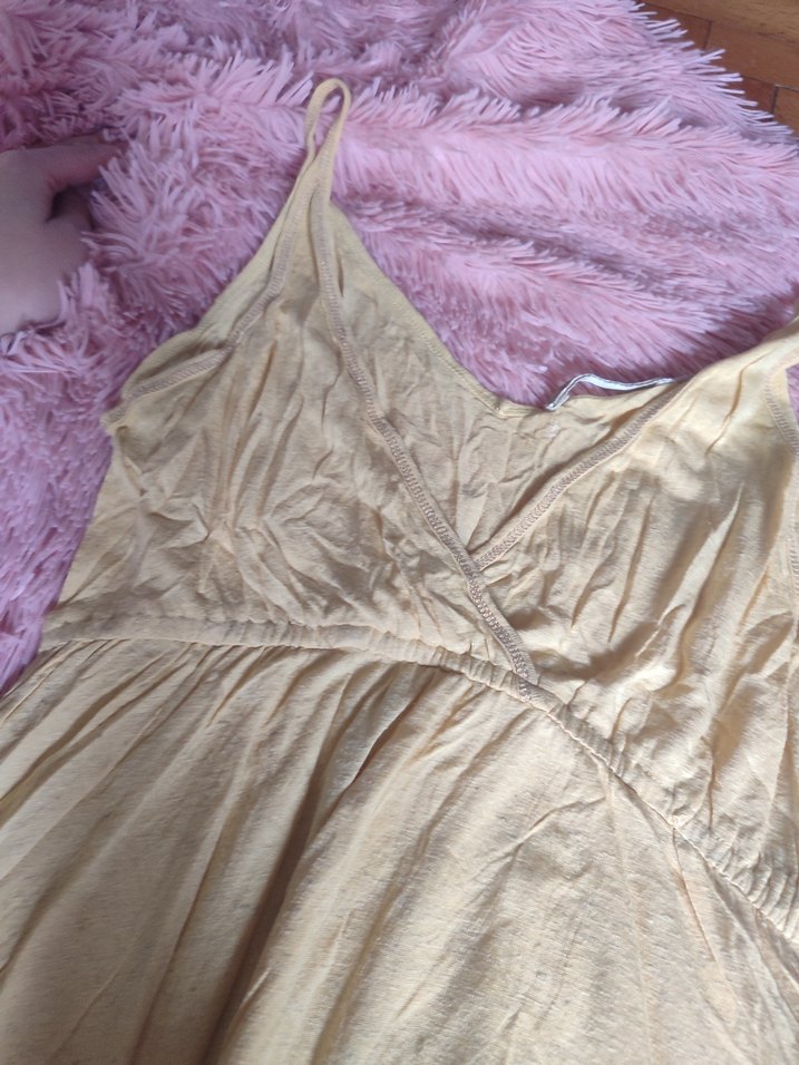 Bej Bohem Salaş Uzun Kolsuz Kadın Elbise Vintage - Görsel 2