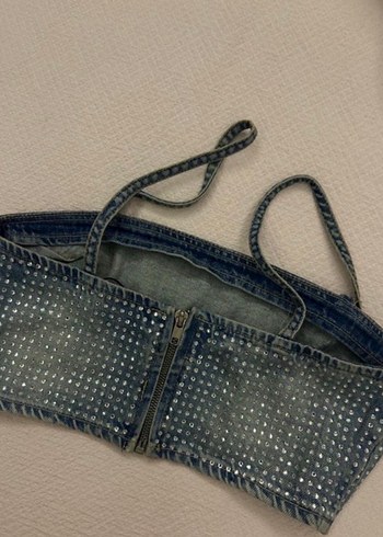 Zara Pul İşlemeli Denim Büstiyer - Görsel 3