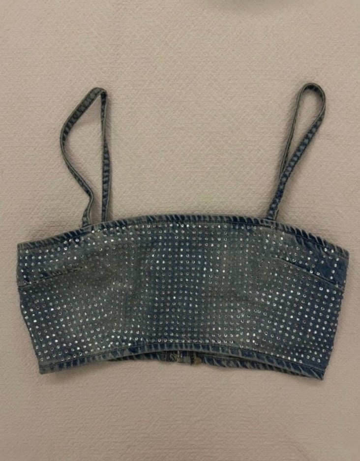 Zara Pul İşlemeli Denim Büstiyer - Görsel 4