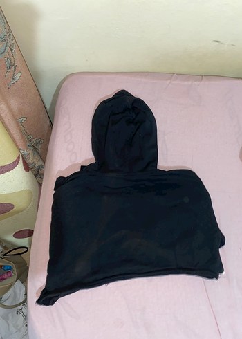 Diğer Siyah Kapüşonlu crop sweatshirt