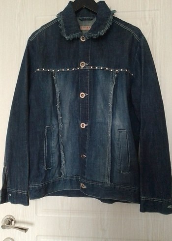 Düğmeli Kadın Mavi Denim Ceket - Görsel 2