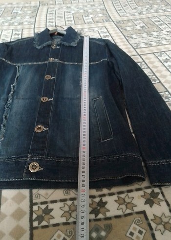 Düğmeli Kadın Mavi Denim Ceket - Görsel 4