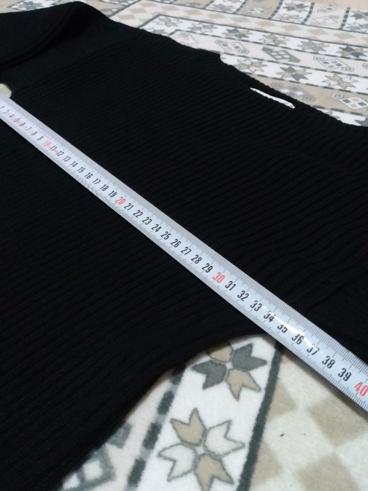 Siyah Uzun Kollu Örgü Kadın Kazak - Görsel 3