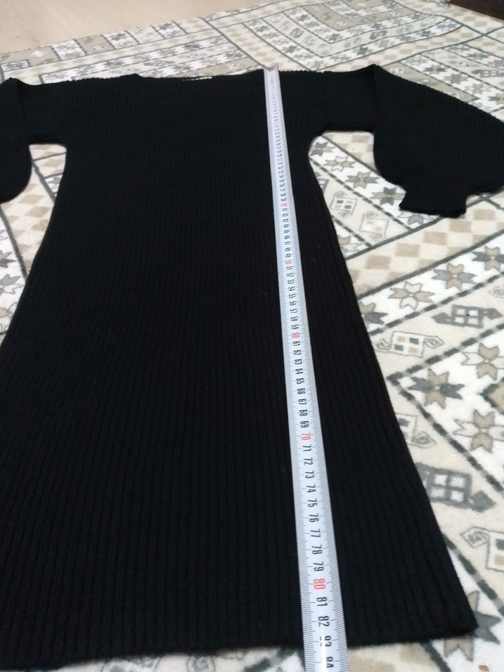 Siyah Uzun Kollu Örgü Kadın Kazak - Görsel 2