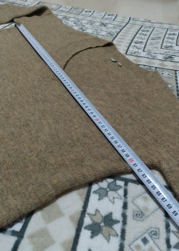 Bej V Yakalı Kadın Triko Kazak - Görsel 3