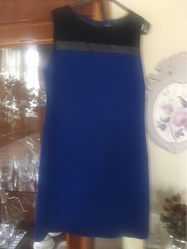 xl Beden mavi Renk Koton üste oturan model astarlı elbise