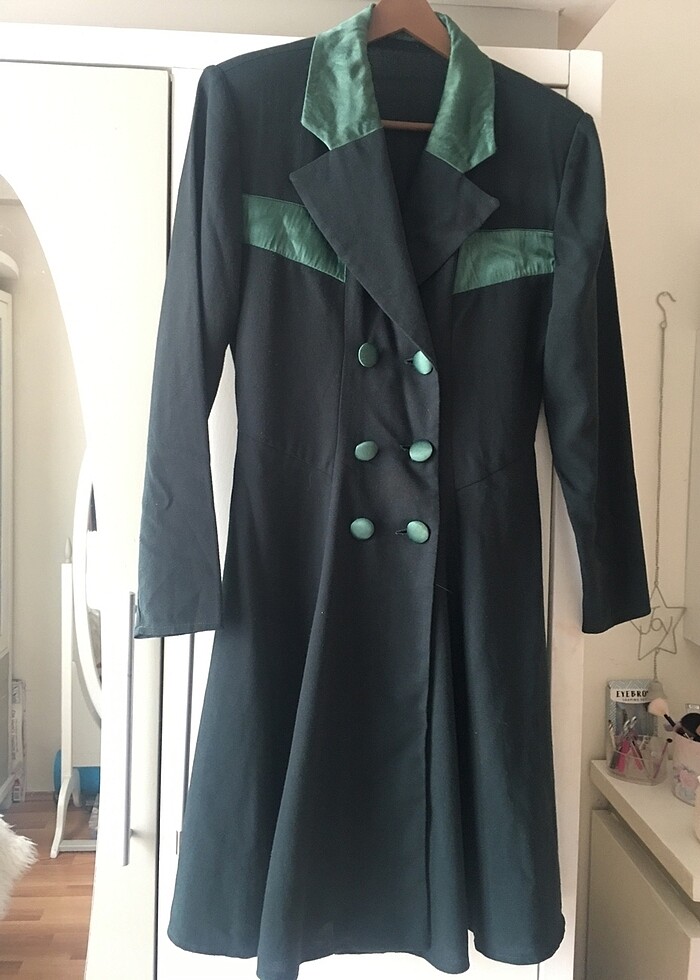 Vintage Krep kumaş gömlek elbise - Görsel 2