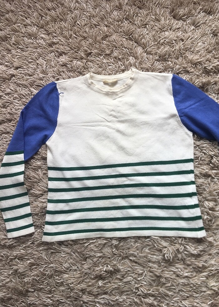 Cream rouge çizgili kazak - Görsel 2