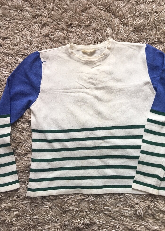 Cream rouge çizgili kazak - Görsel 3