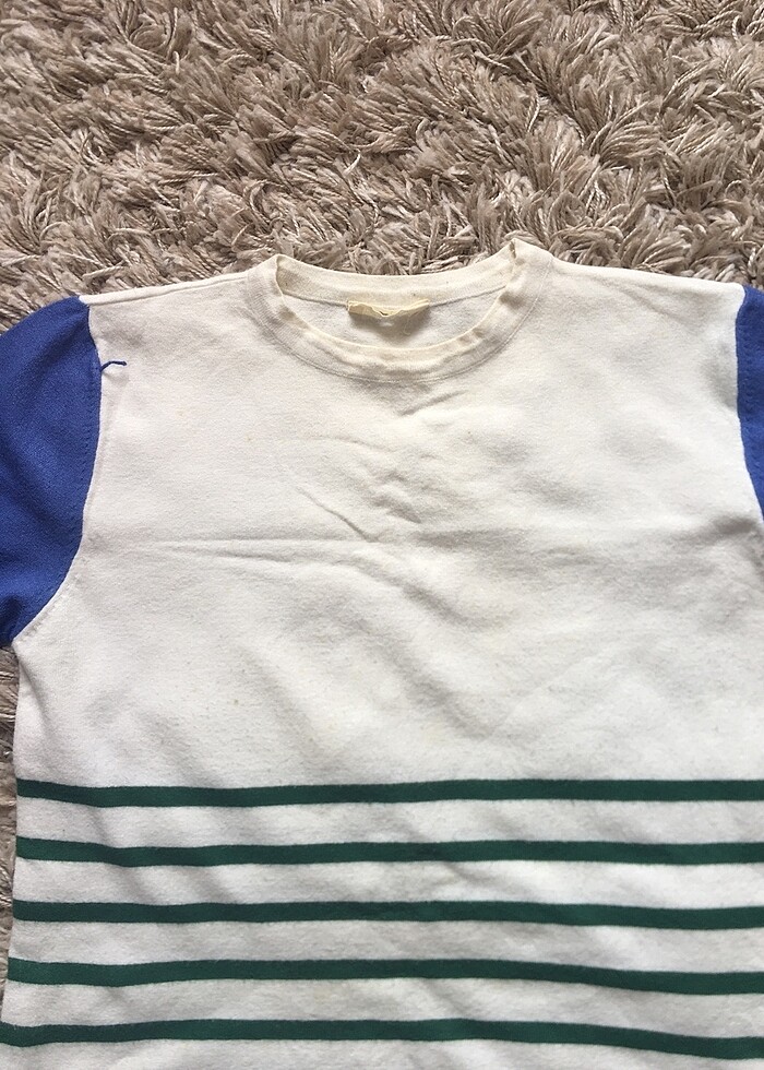 Cream rouge çizgili kazak - Görsel 5