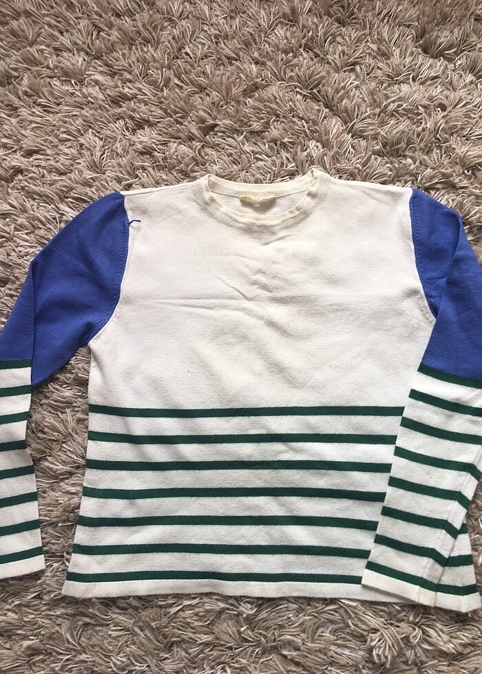 Cream rouge çizgili kazak - Görsel 4