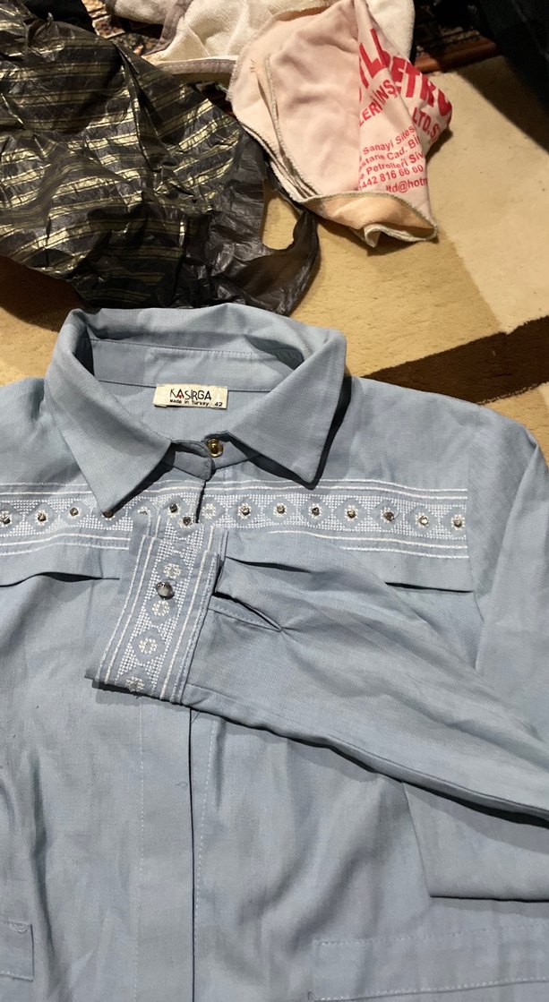 Gri Uzun Kollu Kadın Gömlek - Görsel 2